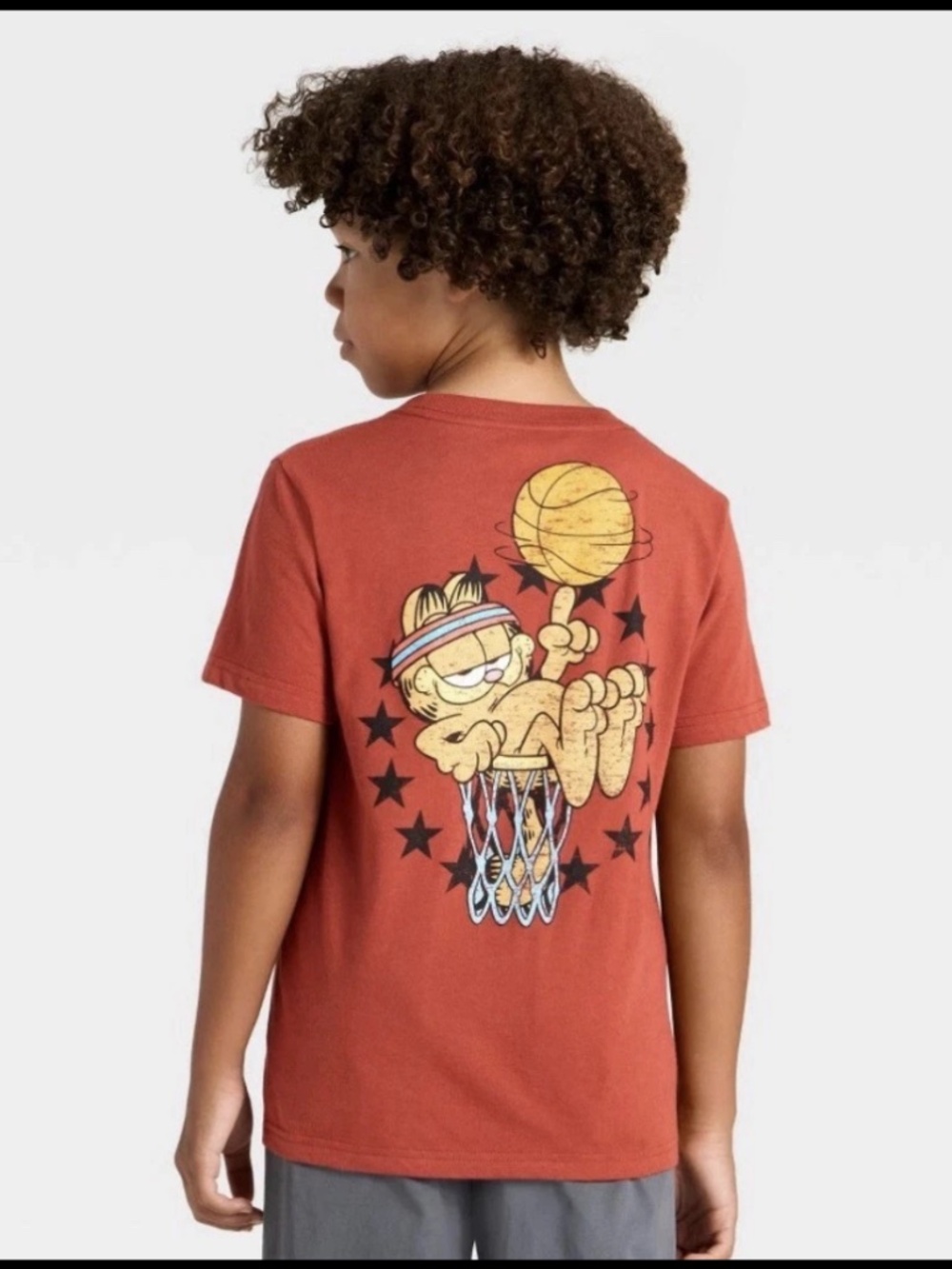 Garfield Basketball Short Sleeve Front and Back Graphic T-Shirt Red Boys M NWT
